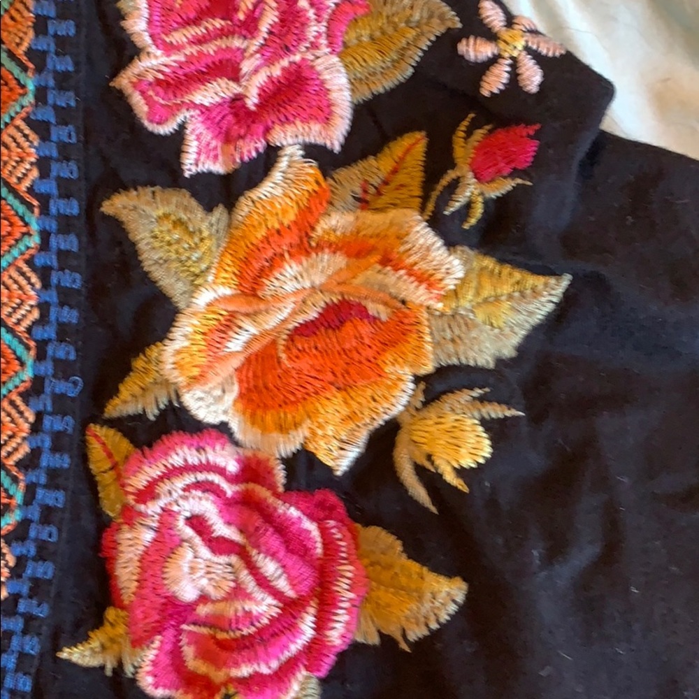 V-Neck Embroidered Black Dress - Johnny Was!